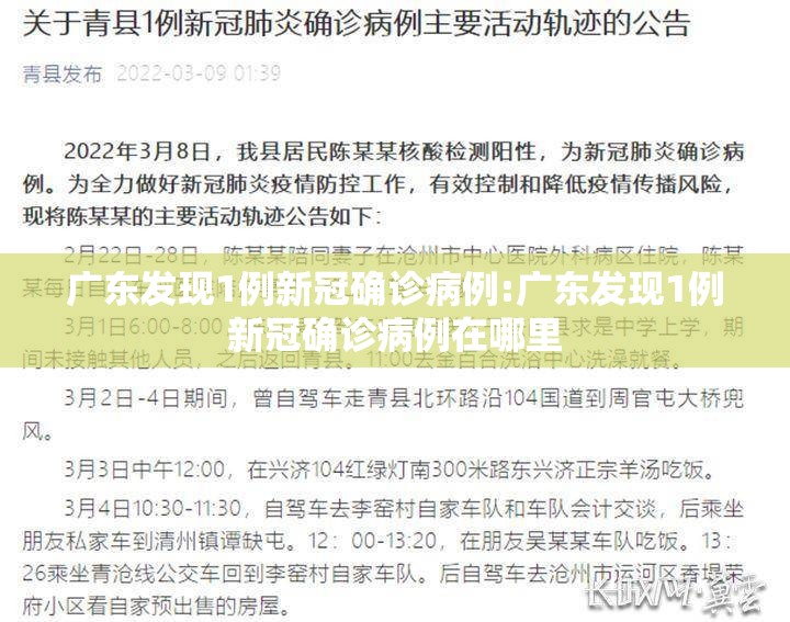 广东发现1例新冠确诊病例:广东发现1例新冠确诊病例在哪里 广东发现1例新冠确诊病例:广东发现1例新冠确诊病例在哪里