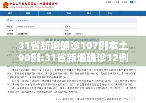 31省新增确诊107例本土90例:31省新增确诊12例 本土4例