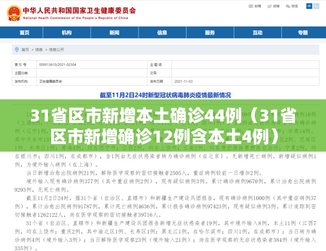 31省区市新增本土确诊44例（31省区市新增确诊12例含本土4例）