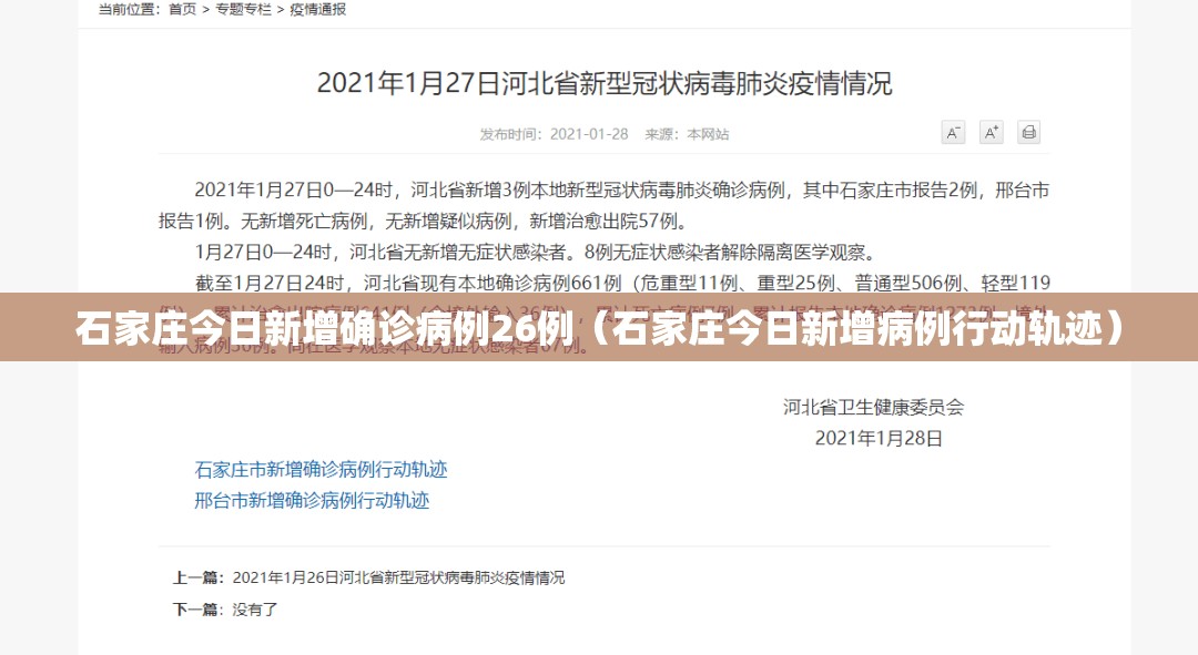 石家庄今日新增确诊病例26例（石家庄今日新增病例行动轨迹）