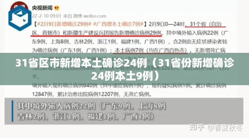 31省区市新增本土确诊24例(31省份新增确诊24例本土9例) 31省区市新增本土确诊24例(31省份新增确诊24例本土9例)