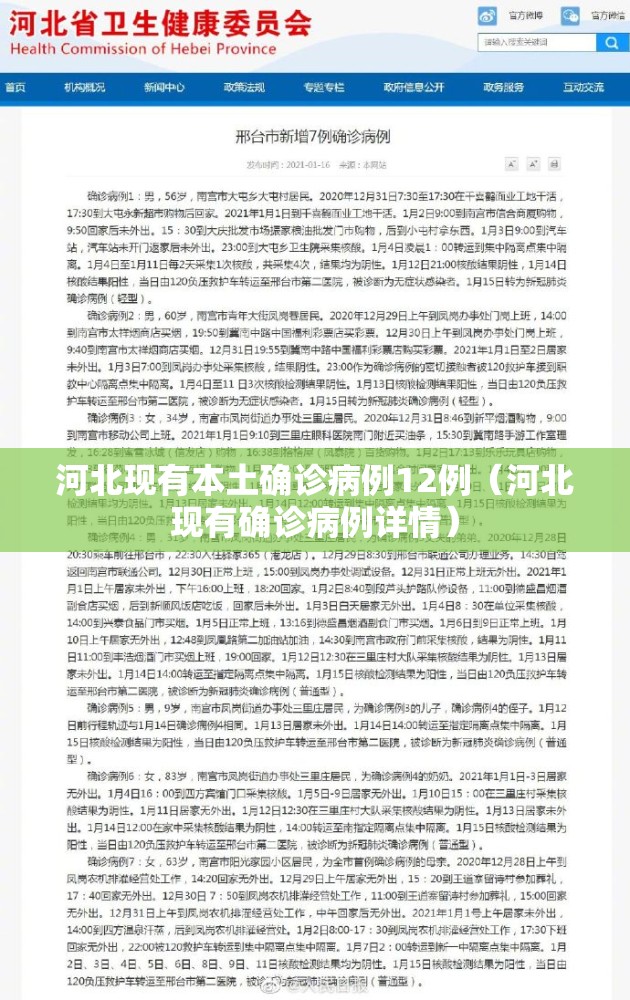 河北现有本土确诊病例12例（河北现有确诊病例详情）