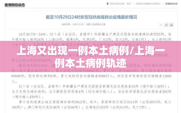 上海又出现一例本土病例/上海一例本土病例轨迹