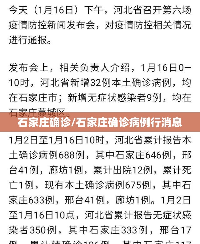 石家庄确诊/石家庄确诊病例行消息 石家庄确诊/石家庄确诊病例行消息
