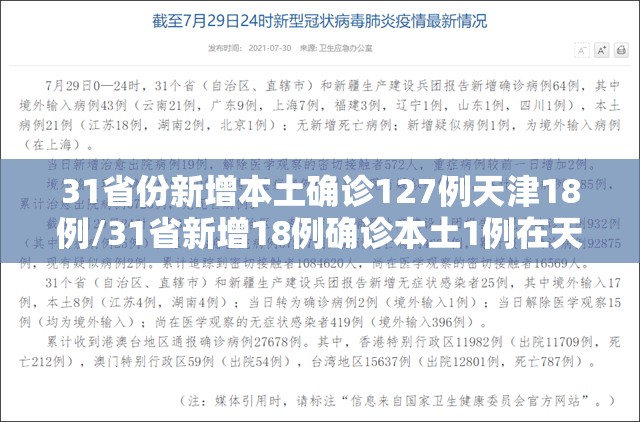 31省份新增本土确诊127例天津18例/31省新增18例确诊本土1例在天津