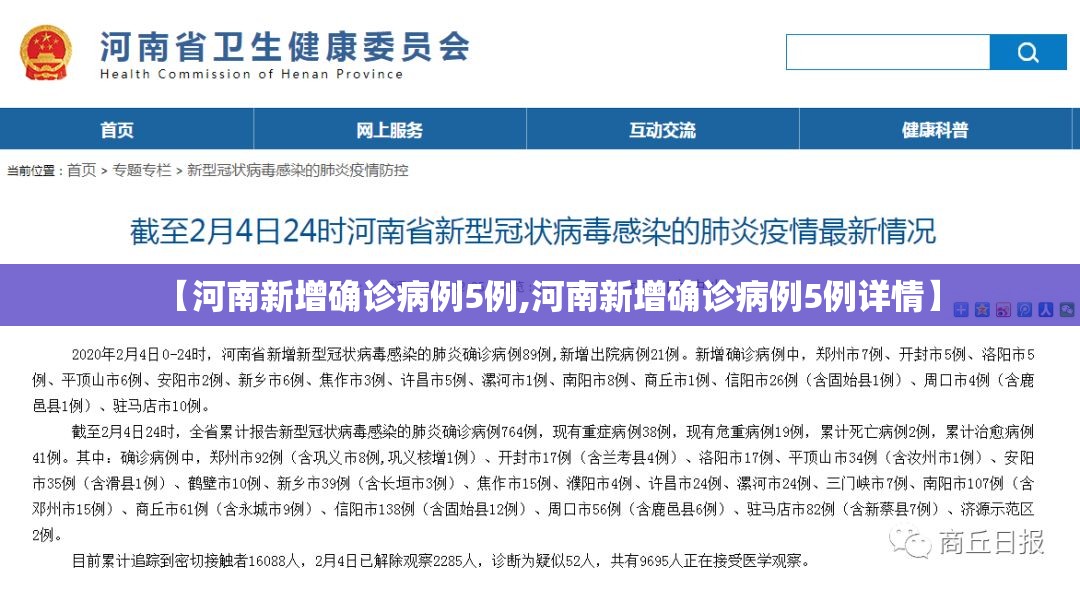 【河南新增确诊病例5例,河南新增确诊病例5例详情】 【河南新增确诊病例5例,河南新增确诊病例5例详情】