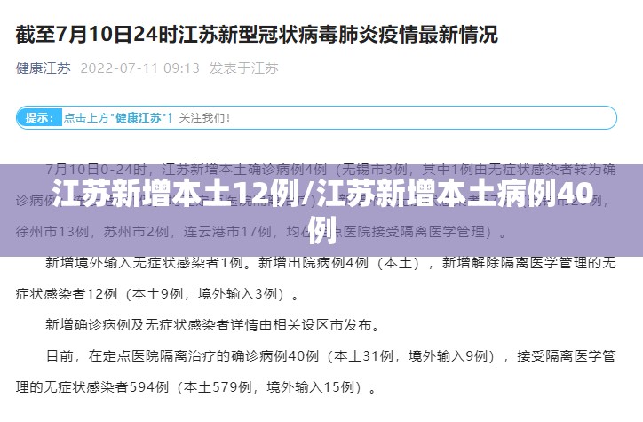 江苏新增本土12例/江苏新增本土病例40例