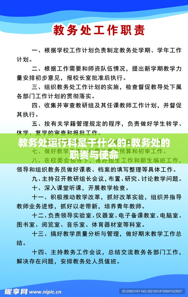 教务处运行科是干什么的:教务处的职责与使命