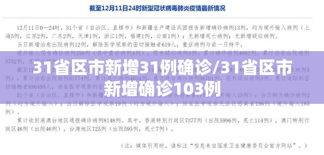 31省区市新增31例确诊/31省区市新增确诊103例