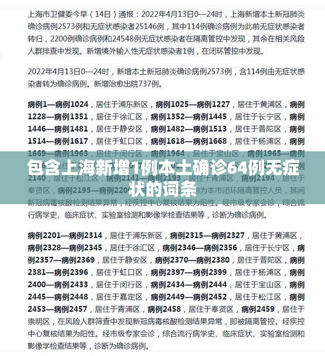 包含上海新增1例本土确诊64例无症状的词条