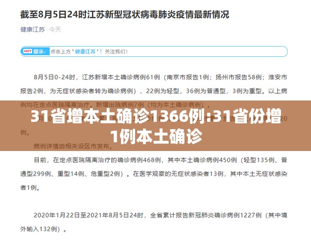 31省增本土确诊1366例:31省份增1例本土确诊