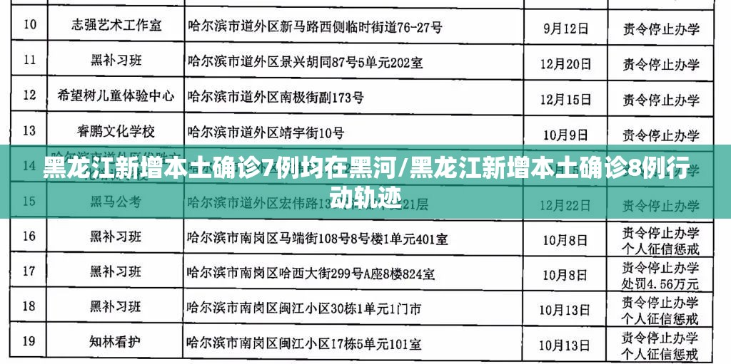 黑龙江新增本土确诊7例均在黑河/黑龙江新增本土确诊8例行动轨迹