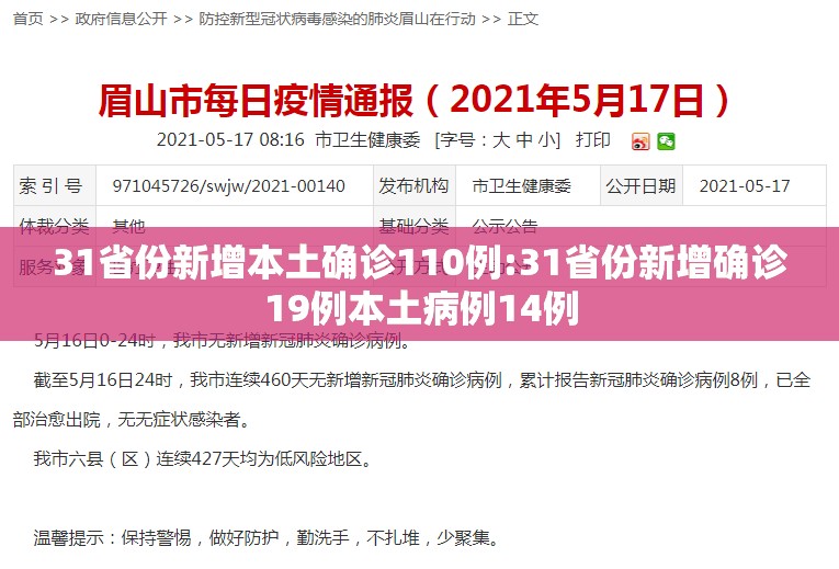 31省份新增本土确诊110例:31省份新增确诊19例本土病例14例 31省份新增本土确诊110例:31省份新增确诊19例本土病例14例