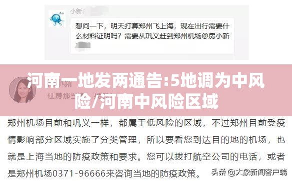 河南一地发两通告:5地调为中风险/河南中风险区域 河南一地发两通告:5地调为中风险/河南中风险区域