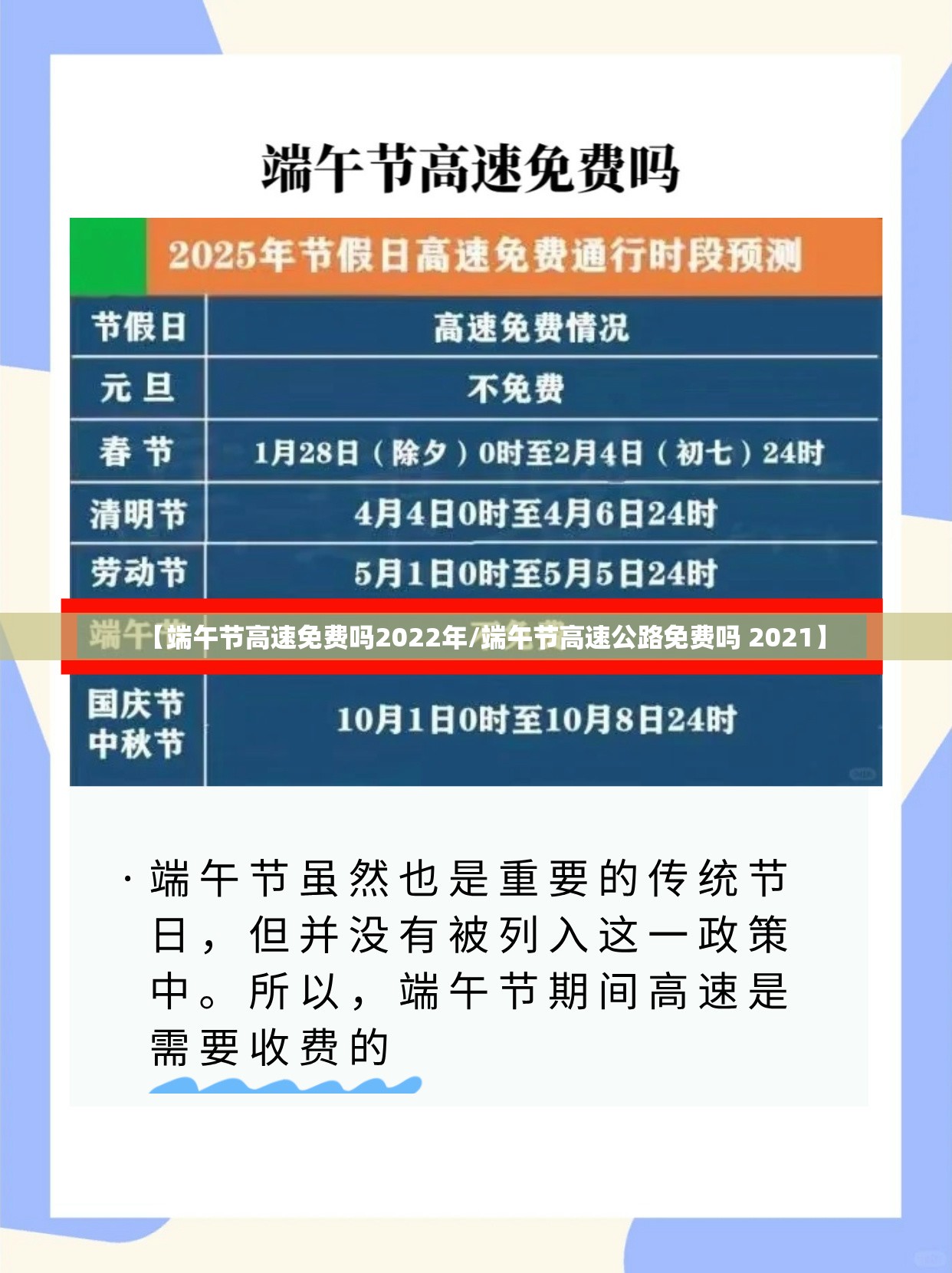 【端午节高速免费吗2022年/端午节高速公路免费吗 2021】