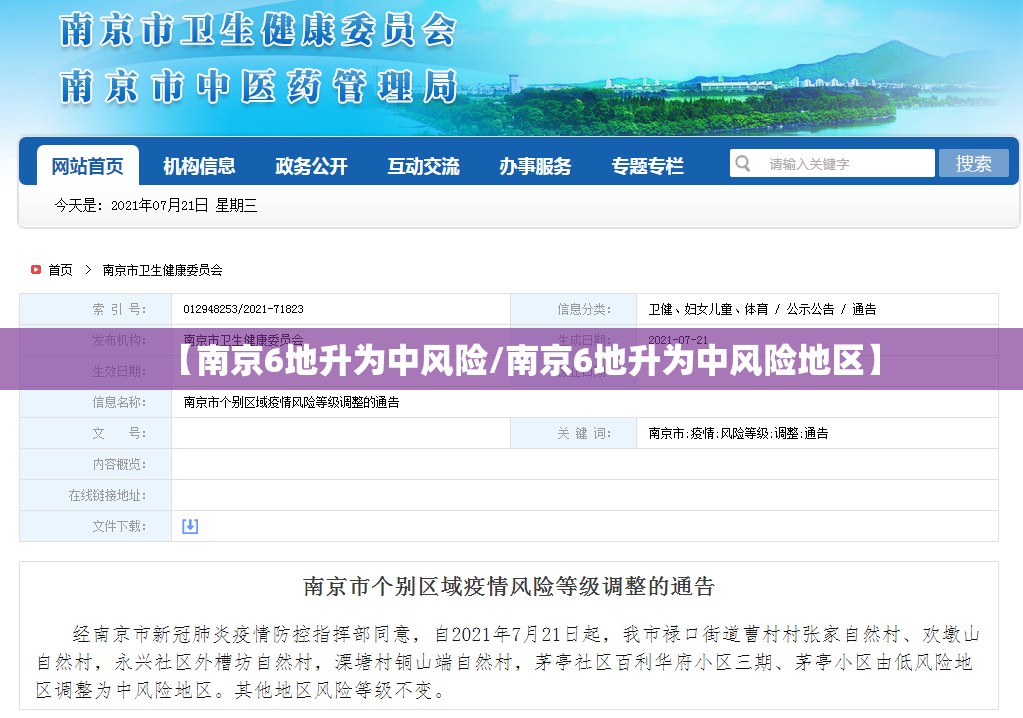 【南京6地升为中风险/南京6地升为中风险地区】 【南京6地升为中风险/南京6地升为中风险地区】