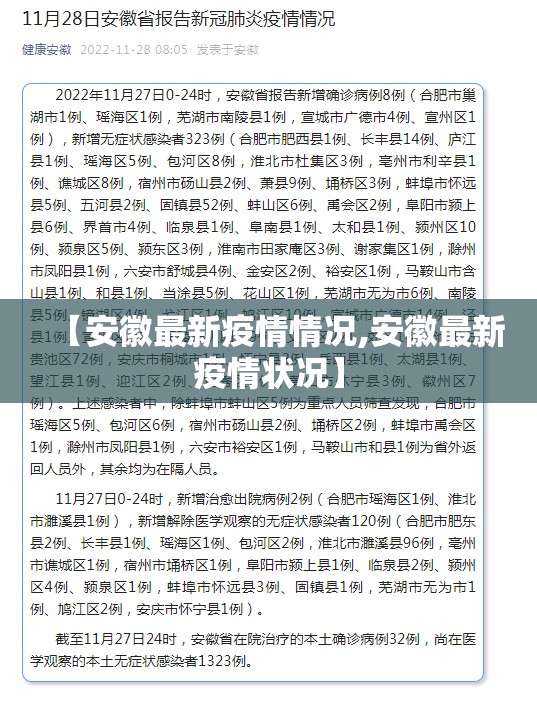 【安徽最新疫情情况,安徽最新疫情状况】 【安徽最新疫情情况,安徽最新疫情状况】