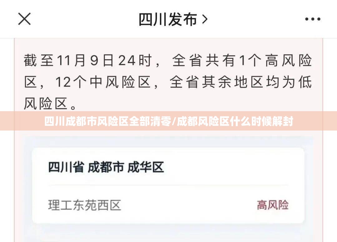 四川成都市风险区全部清零/成都风险区什么时候解封 四川成都市风险区全部清零/成都风险区什么时候解封