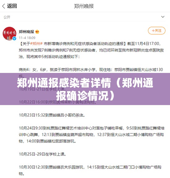 郑州通报感染者详情(郑州通报确诊情况) 郑州通报感染者详情(郑州通报确诊情况)