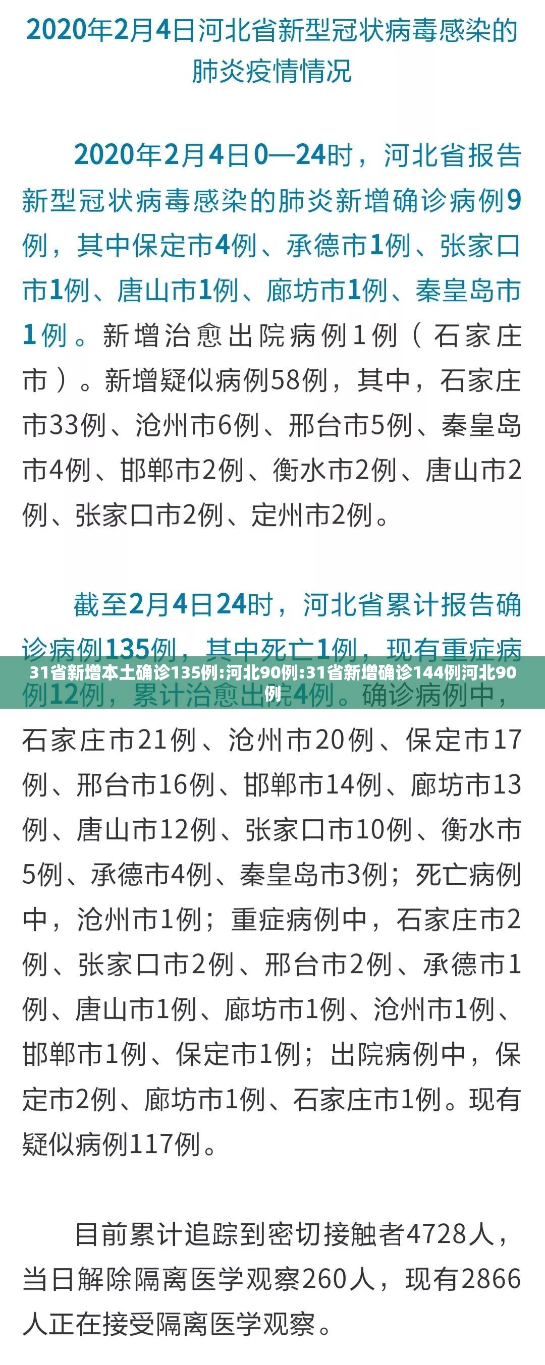 31省新增本土确诊135例:河北90例:31省新增确诊144例河北90例 31省新增本土确诊135例:河北90例:31省新增确诊144例河北90例