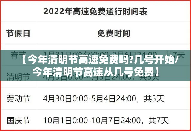 【今年清明节高速免费吗?几号开始/今年清明节高速从几号免费】 【今年清明节高速免费吗?几号开始/今年清明节高速从几号免费】