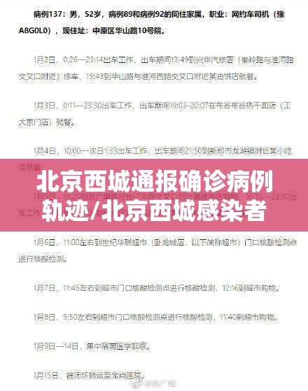 北京西城通报确诊病例轨迹/北京西城感染者轨迹
