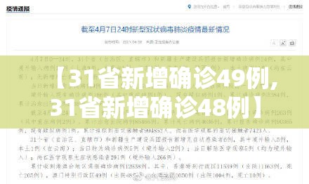 【31省新增确诊49例,31省新增确诊48例】