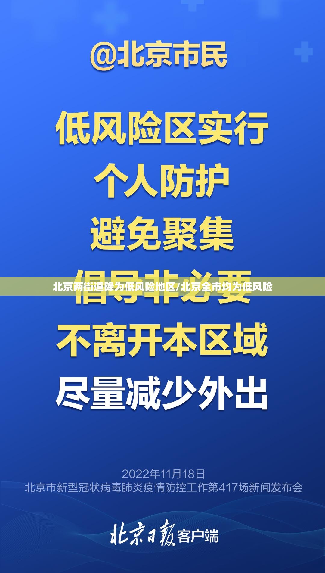 北京两街道降为低风险地区/北京全市均为低风险