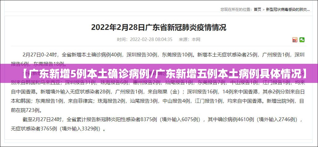 【广东新增5例本土确诊病例/广东新增五例本土病例具体情况】 【广东新增5例本土确诊病例/广东新增五例本土病例具体情况】