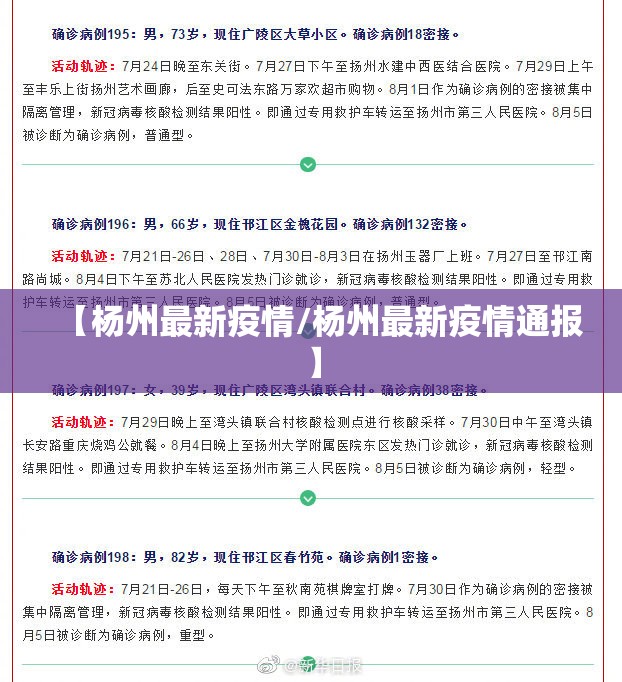 【杨州最新疫情/杨州最新疫情通报】 【杨州最新疫情/杨州最新疫情通报】