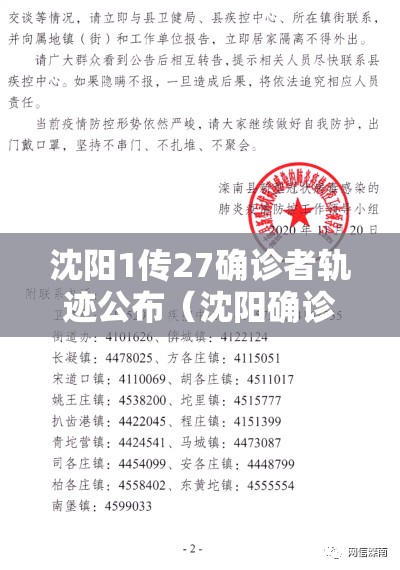 沈阳1传27确诊者轨迹公布（沈阳确诊病例27日）