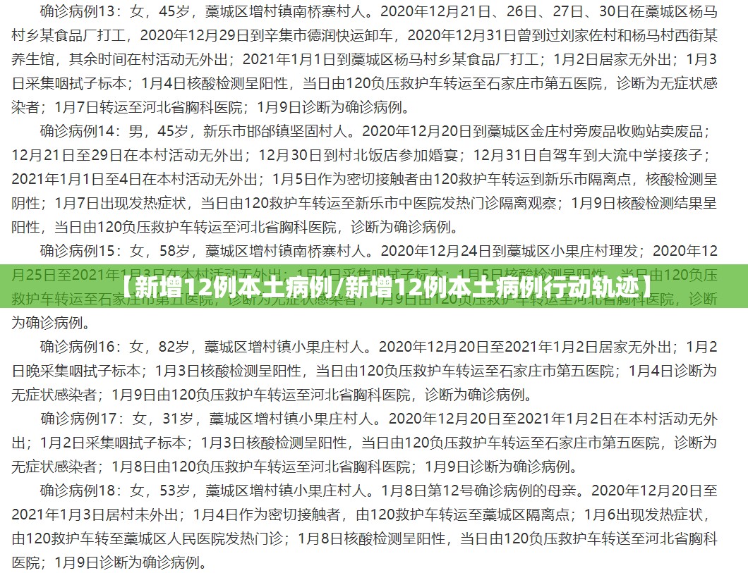 【新增12例本土病例/新增12例本土病例行动轨迹】