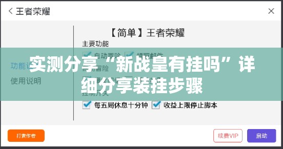 实测分享“新战皇有挂吗	”详细分享装挂步骤