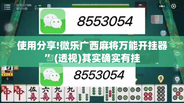 使用分享!微乐广西麻将万能开挂器”(透视)其实确实有挂