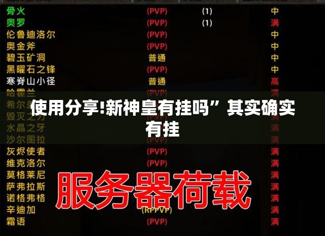 使用分享!新神皇有挂吗	”其实确实有挂