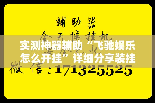 实测神器辅助“飞驰娱乐怎么开挂”详细分享装挂步骤