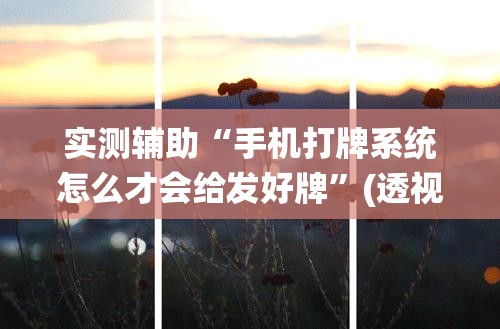 实测辅助“手机打牌系统怎么才会给发好牌	”(透视)其实确实有挂