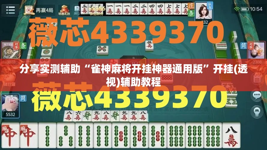 分享实测辅助“雀神麻将开挂神器通用版”开挂(透视)辅助教程