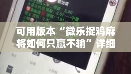 可用版本“微乐捉鸡麻将如何只赢不输”详细外挂透视辅助软件教程